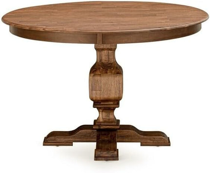 East West Furniture FE3-0N-TP Ferris Modern Kitchen Table - a Round Dining Table Top with Pedestal Base, 48x48 Inch, Sandblasting Antique Walnut - LeafyLoom