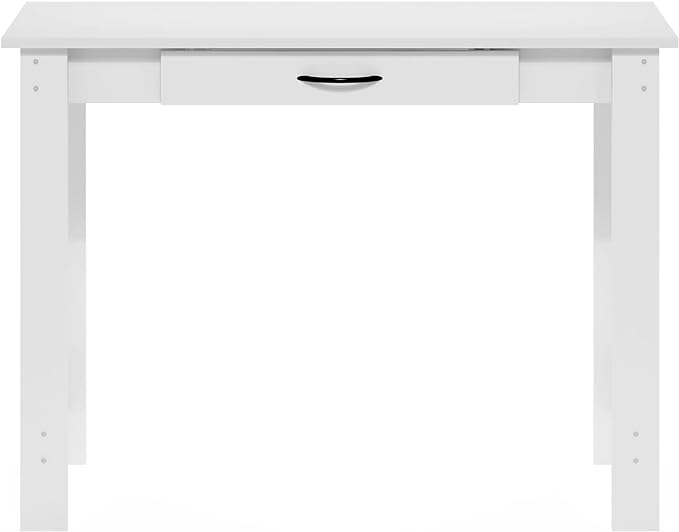 Furinno Jaya Writing Desk with Drawer, White - LeafyLoom