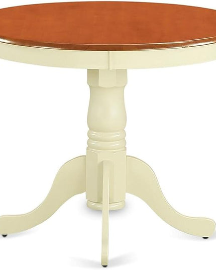 East West Furniture ANAV5-WHI-W 5 Piece Room Furniture Set Includes a Round Kitchen Table with Pedestal and 4 Dining Chairs, 36x36 Inch - LeafyLoom