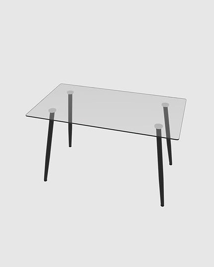 NicBex 51.18Inch Rectangular Dining Table,Modern Kitchen Table with Tempered Glass Tabletop and Black Metal Legs for 6 to 8,Large Dining Room Table for Kitchen,Meeting Room and Living Room,Transparent - LeafyLoom