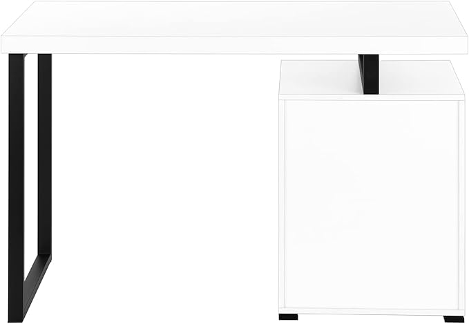 Monarch Specialties 7646 Computer Desk, Home Office, Laptop, Left, Right Set-up, Storage Drawers, 48" L, Work, Metal, Laminate, White, Black, Contemporary Desk-48 R Face, 47.25" L x 23.75" W x 30" H - LeafyLoom