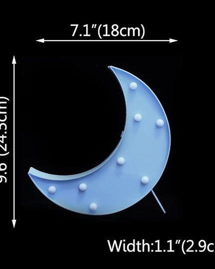LED Moon Shaped Marquee Signs, Light Up Moon Night Lights Battery Operated Crescent Moon Lamp for Bedroom, Christmas, Birthday Party Decor-Moon(Blue) - LeafyLoom