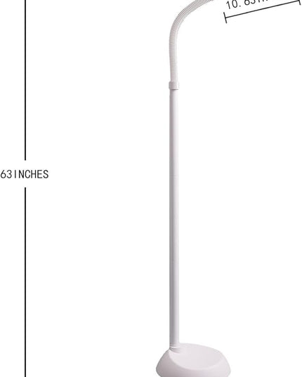 Bright LED Floor Lamp with HI-Off-Low Switch 2-Level Brightness 12W 63 Inches Tall for Living Room & Bedroom Reading, Repair, Crafts, Sewing etc. (White) - LeafyLoom