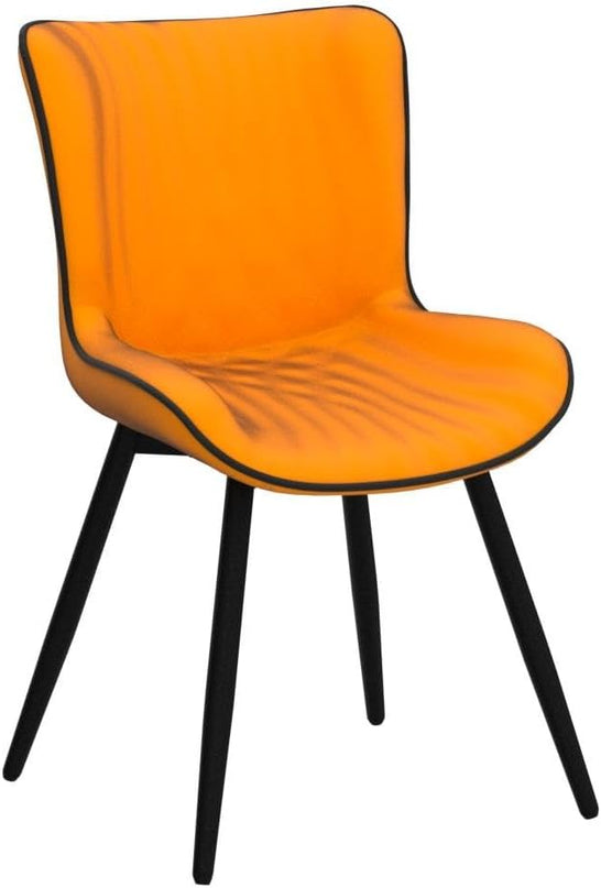 YOUTASTE Dining Chairs Set of 2 Upholstered Mid Century Modern Kitchen Dining Room Chairs Armless Faux Leather Accent Chairs Metal Vanity Lounge Chair with Back for Living Room Bedrooms,Orange - LeafyLoom