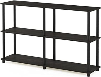 Furinno 4-Tier Shelf Display Rack and 3-Tier Double Storage Display Rack Bundle, Square and Round Tubes - LeafyLoom