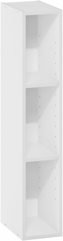 Furinno Fulda 3-Tier Space Saving Storage Shelf Bookcase, 6-Inch Width, White - LeafyLoom