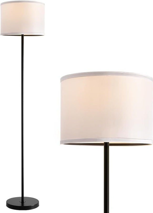 Oneach 61" Farmhouse Industrial Floor Lamp for Living Room Standing Floor Lamp Rustic Floor Lamps for Living Room Bedroom Tall Lamps with Rotary Switch for Bedroom with White Linen Lamp Shade - LeafyLoom