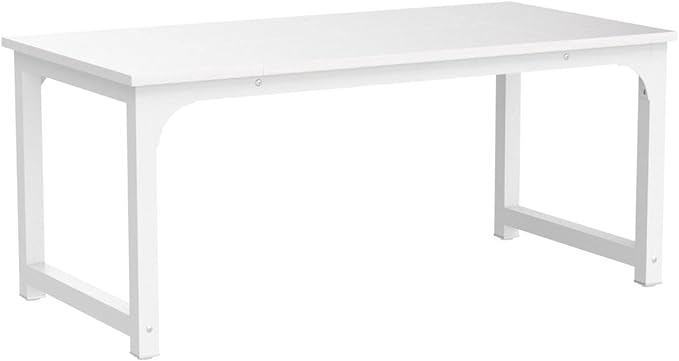 Tribesigns Modern Computer Desk, 63 x 31.5 inch Large Executive Office Desk Computer Table Study Writing Desk Workstation for Home Office, Spliced Desktop, White - LeafyLoom