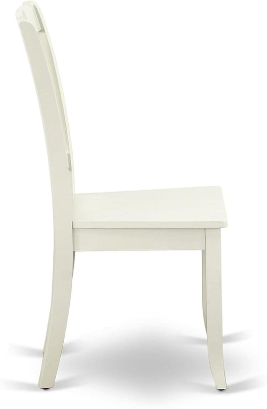 East West Furniture DAC-LWH-W Danbury Kitchen Dining Chairs - Slat Back Wooden Seat Chairs, Set of 2, Linen White - LeafyLoom
