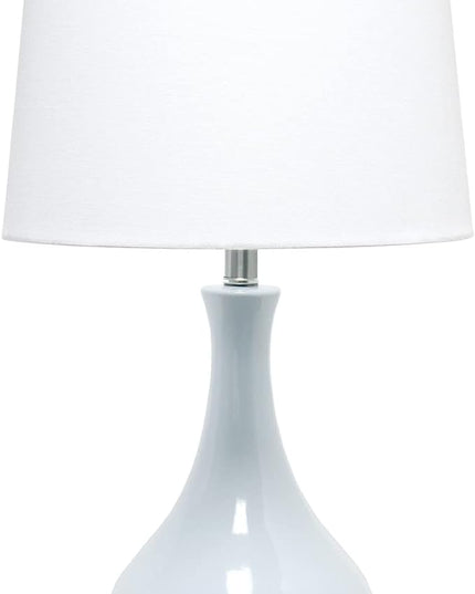 Elegant Designs LT3312-LTB Ceramic Genie Tear Drop Shaped Glossy Table Lamp, Light Blue - LeafyLoom