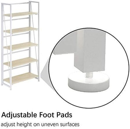 No-Assembly Folding Bookshelf Storage Shelves 5 Tiers Vintage Multifunctional Plant Flower Stand Storage Rack Shelves Bookcase for Home Office(White) - LeafyLoom