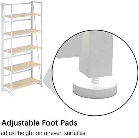 No-Assembly Folding Bookshelf Storage Shelves 5 Tiers Vintage Multifunctional Plant Flower Stand Storage Rack Shelves Bookcase for Home Office(White) - LeafyLoom