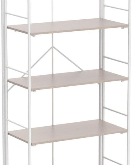 No Assembly Folding Bookshelf, Metal Book Shelf for Storage, Folding Bookcase for Office Organization and Storage (White, 4 Tiers) - LeafyLoom