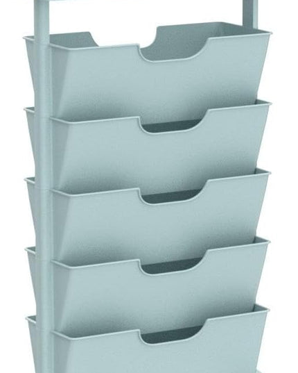 6 Tier Rolling Cart,Open Bookcase and Bookshelf,Mobile Bookshelf with Wheels 3 Drawer,Storage Shelving Display Shelves,Narrow Rolling Storage Cart for Living Room, Bedroom, Kitchen(Blue) - LeafyLoom