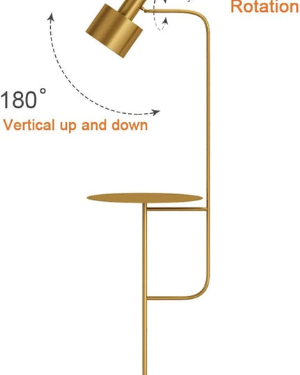 Hsyile Lighting KU300217 Contemporary Modern Creative Floor Lamp with a Table,Suitable for Living Room,Den,Office,Bedroom - E26 Bulb - Brushed Brass Finish - LeafyLoom