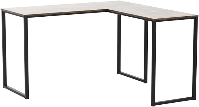 SHW 48-Inch Mission L-Shaped Home Computer Desk, Rustic Brown - LeafyLoom