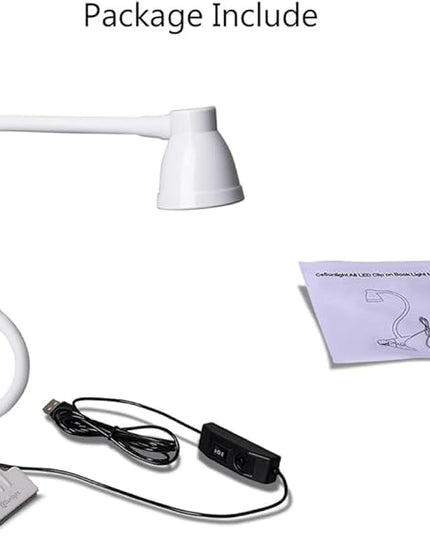 Clip on Reading Light, Clamp Lamp for Desk, 3000-6500K Adjustable Color Temperature, 6 Illumination Modes, 10 Led Beads(White) - LeafyLoom