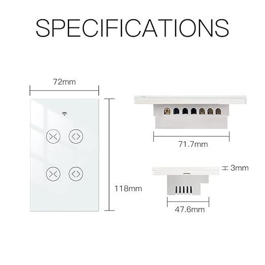 MOES Smart WiFi RF 2 Gang Double Curtain Blind Touch Switch for Roller Shutter Electric Motor Tuya Smart Life App, Voice Control with Google Home Alexa Voice Control, White MOES