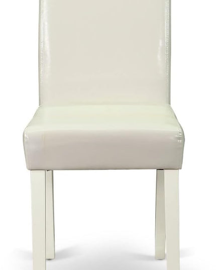 East West Furniture 1NDAB5-LWH-64 5 Piece Dinette Set for 4 Includes a Rectangle Room Table with Dropleaf and 4 White Faux Leather Parson Dining Chairs, 30x48 Inch - LeafyLoom