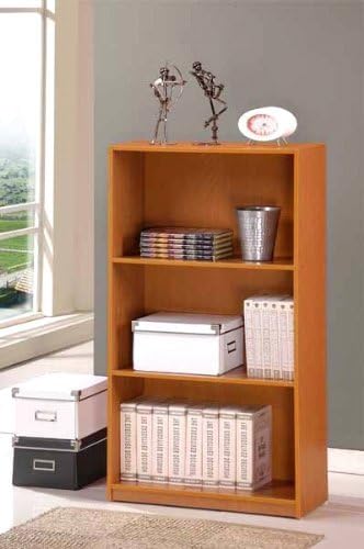 Furinno Basic 3-Tier Bookcase Storage Shelves, Light Cherry - LeafyLoom