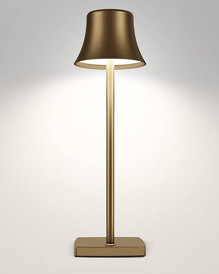 Cordless Table Lamp, Rechargeable Battery 5000mAh Metal USB LED Portable Powered Desk Lamp, 3 Levels for Restaurants Bedroom Outdoor (Antiqued gold) - LeafyLoom