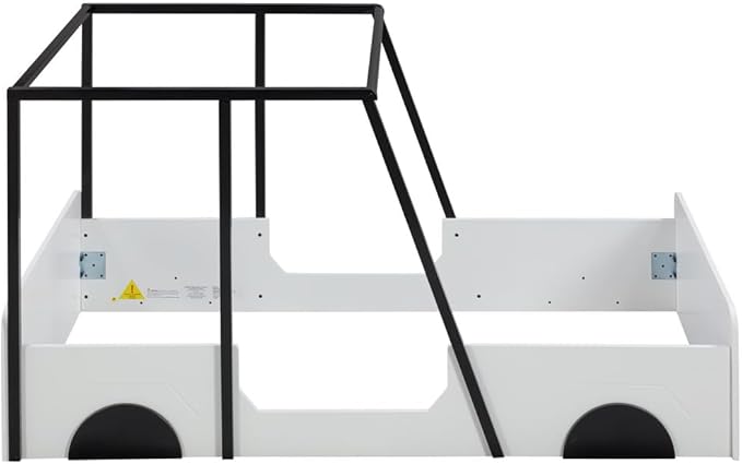 Toddler Twin Size Car Bed with Roof & Door,Wooden Car-Shaped Floor Bedframe W/Safety Guardrail,Racecar Design,Easy Assembly,Montessori Inspired Bedroom Furniture for Boys Kids Teens,Black - LeafyLoom