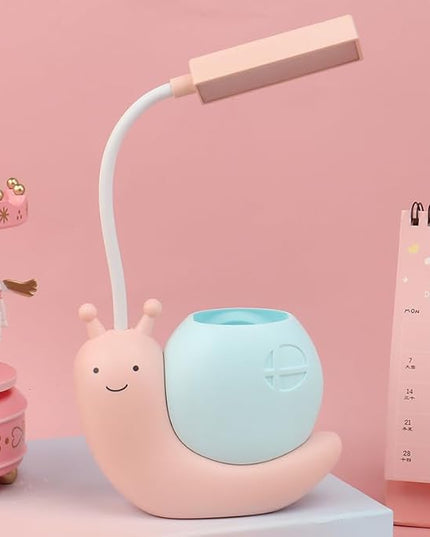 ZYTC LED Desk Lamp Cartoon Snail Adjustable Foldable Reading Lamp Assorted Colors Eye Caring Table Lamp Light with USB Charging Port Built-in Battery for Student Study Work(Pink) - LeafyLoom