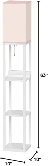 Brightech Maxwell Charger - Modern Shelf Floor Lamp with USB Charging Ports & Electric Outlet - Corner Display Floor Lamps with Shelves for Living Room, Bedroom and Office - White - LeafyLoom