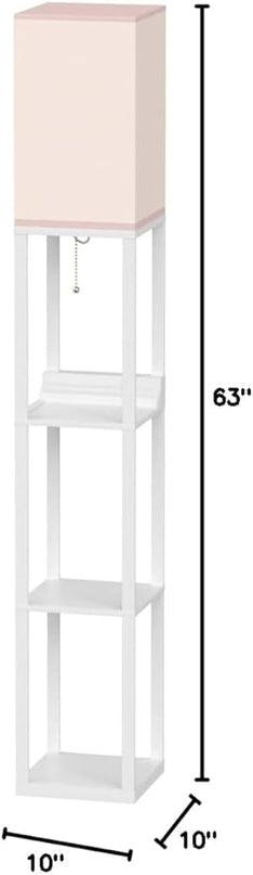 Brightech Maxwell Charger - Modern Shelf Floor Lamp with USB Charging Ports & Electric Outlet - Corner Display Floor Lamps with Shelves for Living Room, Bedroom and Office - White - LeafyLoom
