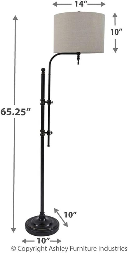 Signature Design by Ashley Anemoon Casual 64.63" Metal Floor Lamp with Adjustable Arm, Black - LeafyLoom