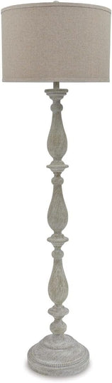 Signature Design by Ashley Bernadate Cottage 61" Candlestick Design Floor Lamp, Whitewash - LeafyLoom
