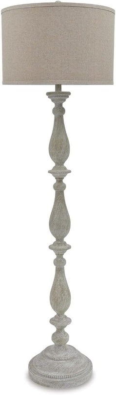 Signature Design by Ashley Bernadate Cottage 61" Candlestick Design Floor Lamp, Whitewash - LeafyLoom