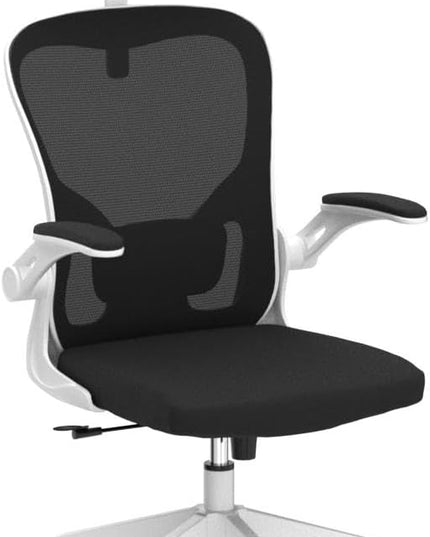 Ergonomic Office Chair, High Back Mesh Computer Desk Chair with Flip-up Arms, Adjustable Lumbar Support & Headrest, Swivel Rolling Task Chair for Home Office, Bedroom, Study, College Dorm（White&Black - LeafyLoom