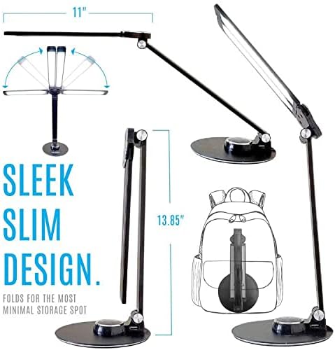 NUNET LED Desk Lamps for Home Office,Piano Lamp for Upright Piano,Rotatable Aluminum Desk Lamps with USB Charging Port,Eye-Caring Reading Light/3 Lighting Modes/Brightness Adjustable Lamp,Black - LeafyLoom