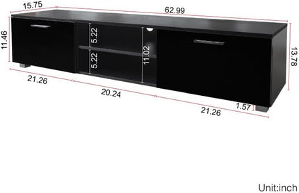 NicBex TV Stand for 70 Inch TV Modern TV Media Console Table with 2 Storage Cabinet and Open Shelves,Entertainment Center with Storage for Living Room,Bedroom,63 Inch,Black - LeafyLoom