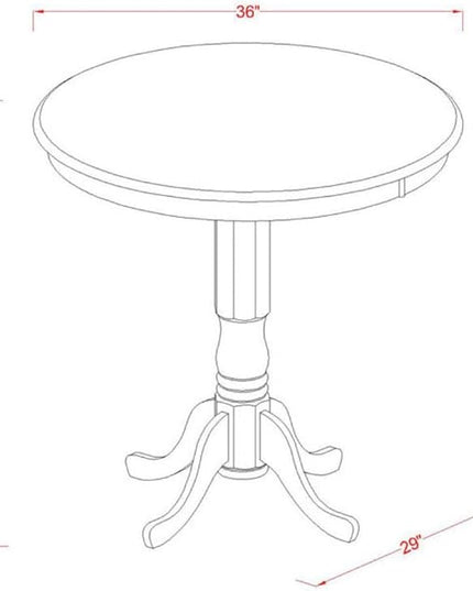 East West Furniture JAVN3-MAH-C 3 Piece Kitchen Counter Set for Small Spaces Contains a Round Dining Table with Pedestal and 2 Linen Fabric Dining Room Chairs, 36x36 Inch, Mahogany - LeafyLoom