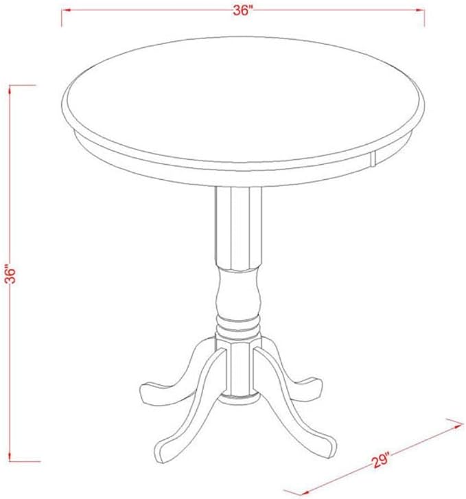 East West Furniture JAGR3-WHI-W 3 Piece Kitchen Counter Height Dining Table Set Contains a Round Pub Table with Pedestal and 2 Dining Room Chairs, 36x36 Inch, Buttermilk & Cherry - LeafyLoom