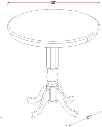 East West Furniture JAVN5-MAH-W 5 Piece Kitchen Counter Set Includes a Round Dining Table with Pedestal and 4 Dining Room Chairs, 36x36 Inch, Mahogany - LeafyLoom