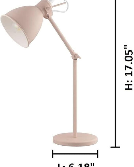 EGLO 204085A Priddy 17 inch Desk Lamp Plug-in Lighting for Living Room, Bedroom, Dorm, and Office, Pastel Light Blue - LeafyLoom
