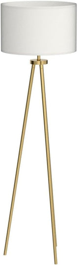 Tripod Floor Lamps for Living Room, Modern Standing Lamp with Drum Shade, Simple Industrial Tall Lamp, 9W LED Bulb Included - Brass - LeafyLoom