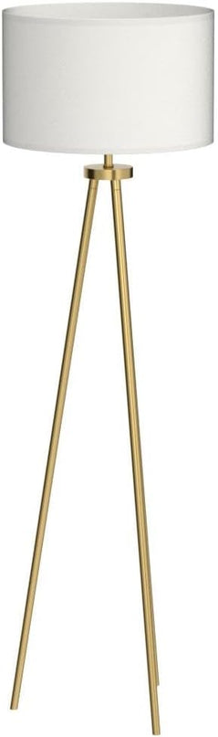 Tripod Floor Lamps for Living Room, Modern Standing Lamp with Drum Shade, Simple Industrial Tall Lamp, 9W LED Bulb Included - Brass - LeafyLoom