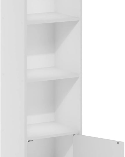 Furinno Luder Shelf Bookcase with 1 Door Storage Cabinet, White - LeafyLoom