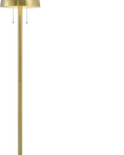Globe Electric 65786 Haydel 60" 2-Light Floor Lamp, Matte Brass, Double On/Off Pull Chain, Bulb Not Included - LeafyLoom