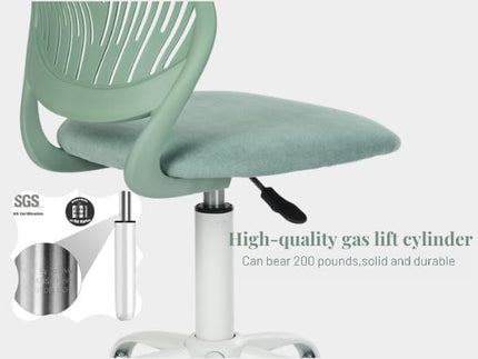 FurnitureR Writing Task Chair for Teens Boys Girls 360 Rolling Wheels Fabric Soft Pad Seat Breathable Backrest, Height Adjustable Liftup 29.5"-34.3", Morandi AQUA - LeafyLoom