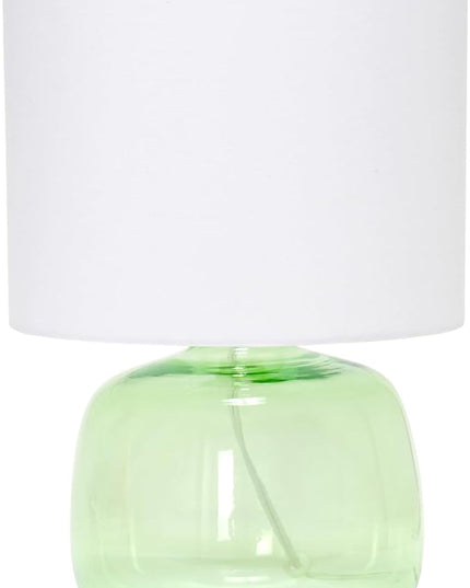 Simple Designs LT2064-GRW Glass Table Lamp with Fabric Shade, Green with White Shade - LeafyLoom