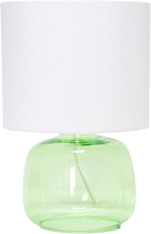 Simple Designs LT2064-GRW Glass Table Lamp with Fabric Shade, Green with White Shade - LeafyLoom