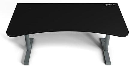 Arozzi Arena Ultrawide Curved Gaming and Office Desk with Full Surface Water Resistant Desk Mat with 3 Custom Monitor Mount Cut Outs and Under The Desk Cable Management Netting - Frozen Grey - LeafyLoom