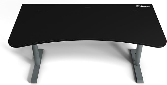 Arozzi Arena Ultrawide Curved Gaming and Office Desk with Full Surface Water Resistant Desk Mat with 3 Custom Monitor Mount Cut Outs and Under The Desk Cable Management Netting - Frozen Grey - LeafyLoom