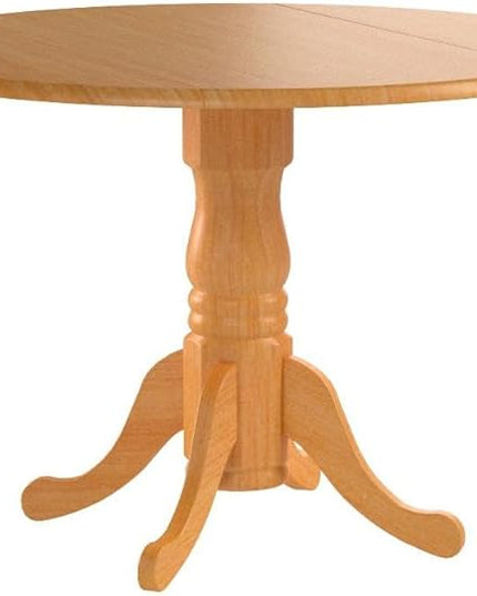 East West Furniture DLT-OAK-TP Dublin Dining Room Table - a Round kitchen Table Top with Dropleaf & Pedestal Base, 42x42 Inch, Oak - LeafyLoom