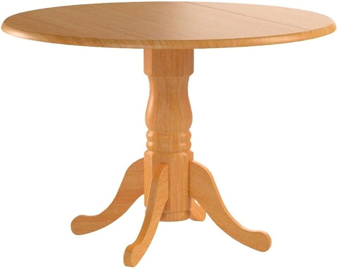 East West Furniture DLT-OAK-TP Dublin Dining Room Table - a Round kitchen Table Top with Dropleaf & Pedestal Base, 42x42 Inch, Oak - LeafyLoom